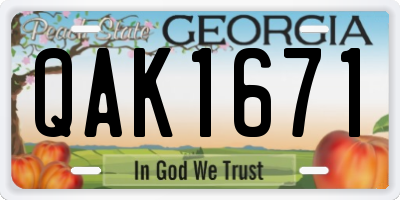 GA license plate QAK1671