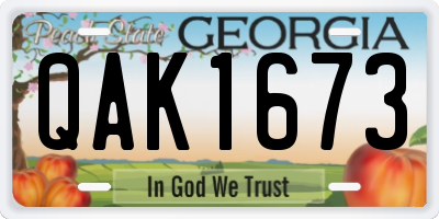 GA license plate QAK1673