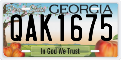 GA license plate QAK1675