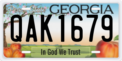 GA license plate QAK1679