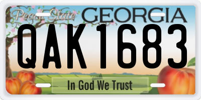GA license plate QAK1683