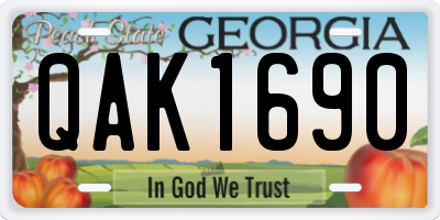 GA license plate QAK1690
