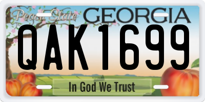 GA license plate QAK1699