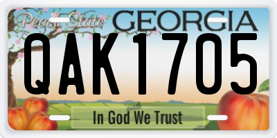 GA license plate QAK1705