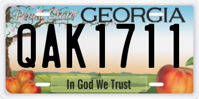 GA license plate QAK1711