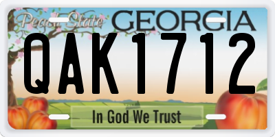 GA license plate QAK1712