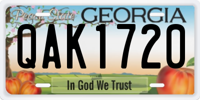 GA license plate QAK1720