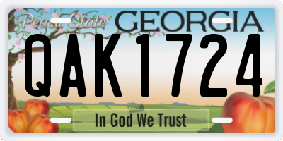GA license plate QAK1724