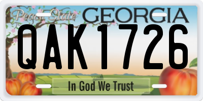 GA license plate QAK1726