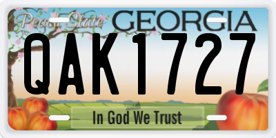 GA license plate QAK1727