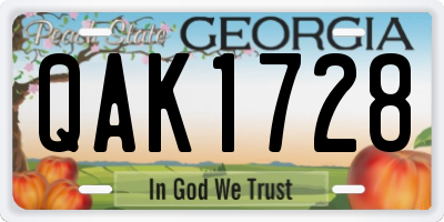 GA license plate QAK1728