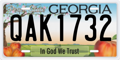 GA license plate QAK1732