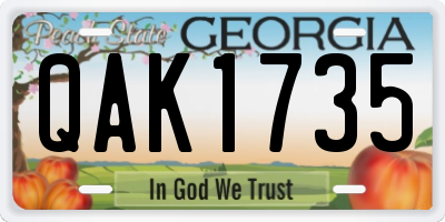 GA license plate QAK1735