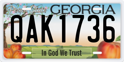 GA license plate QAK1736
