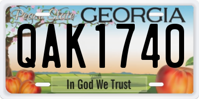 GA license plate QAK1740