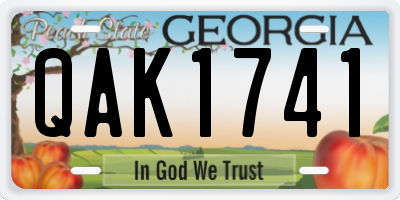 GA license plate QAK1741