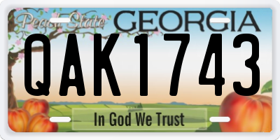 GA license plate QAK1743