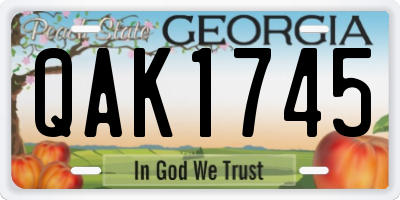GA license plate QAK1745