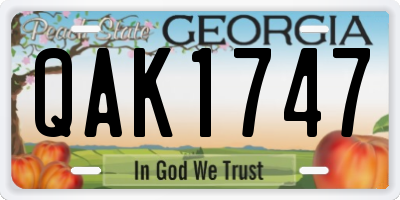 GA license plate QAK1747