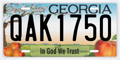 GA license plate QAK1750