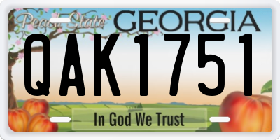 GA license plate QAK1751