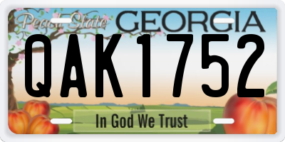 GA license plate QAK1752