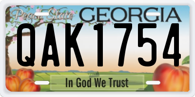 GA license plate QAK1754