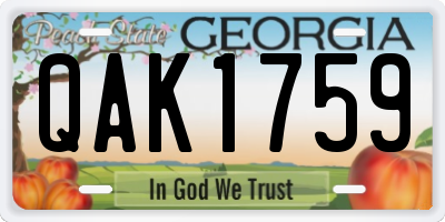 GA license plate QAK1759