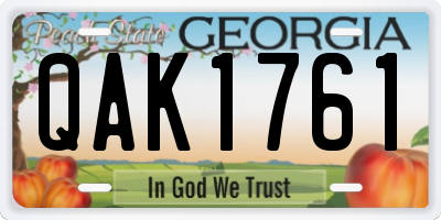 GA license plate QAK1761