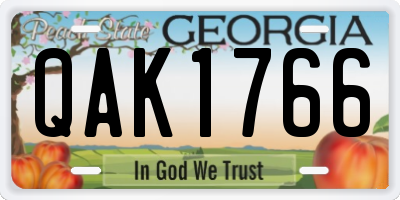 GA license plate QAK1766