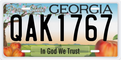 GA license plate QAK1767