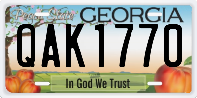 GA license plate QAK1770