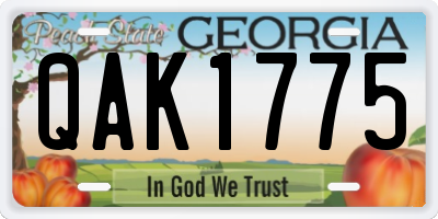 GA license plate QAK1775