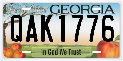 GA license plate QAK1776