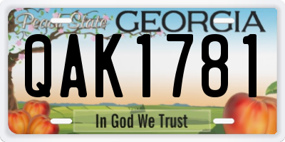 GA license plate QAK1781