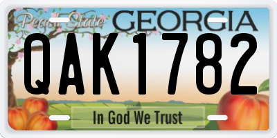 GA license plate QAK1782