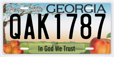 GA license plate QAK1787