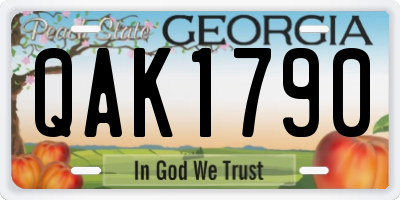 GA license plate QAK1790