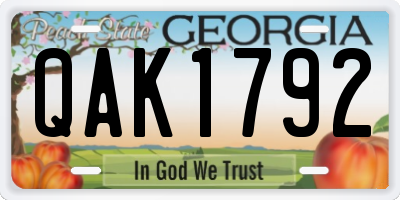 GA license plate QAK1792
