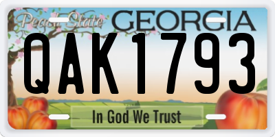 GA license plate QAK1793