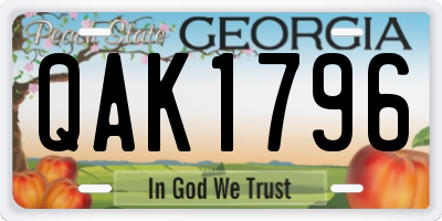 GA license plate QAK1796