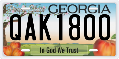 GA license plate QAK1800