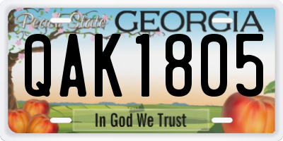 GA license plate QAK1805
