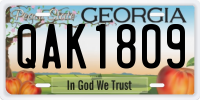 GA license plate QAK1809