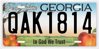 GA license plate QAK1814