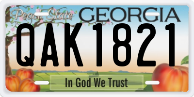 GA license plate QAK1821