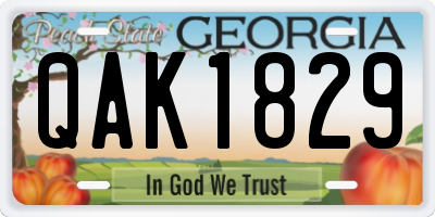 GA license plate QAK1829
