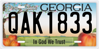 GA license plate QAK1833