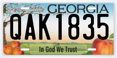 GA license plate QAK1835