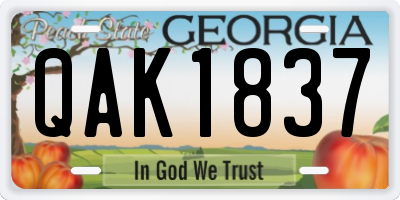 GA license plate QAK1837